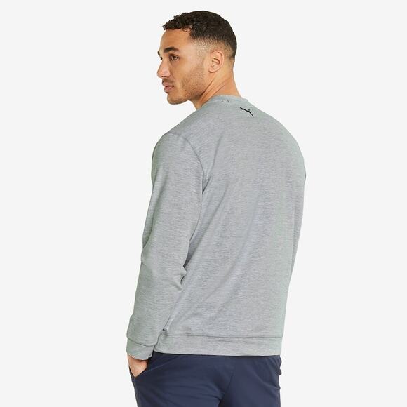PUMA Cloudspun Sweater Men XL Heather Grey Love Golf Crewneck Stretch Sweatshirt - Picture 4 of 16